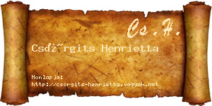 Csörgits Henrietta névjegykártya